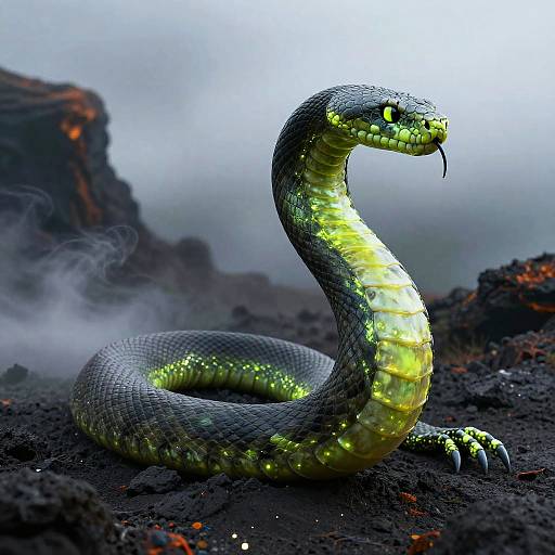 Biomechanical Serpent in Neon Giger Style