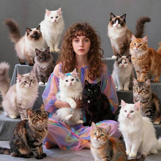 Psychedelic Poetess with Ethereal Kittens