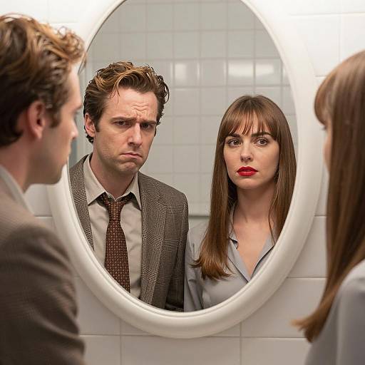 Reflective Moment in a Stylish Bathroom