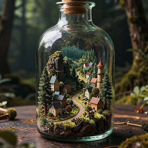 Intricate Forest Village in a Bottle