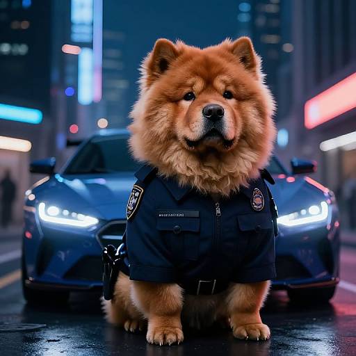 Cyberpunk Chow-Chow Cop Portrait