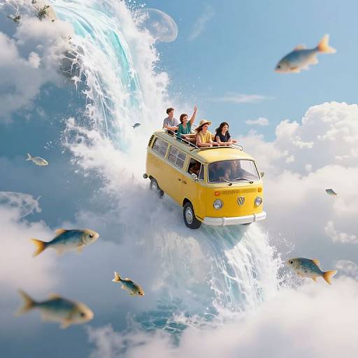 Surreal Yellow Van Dreamscape