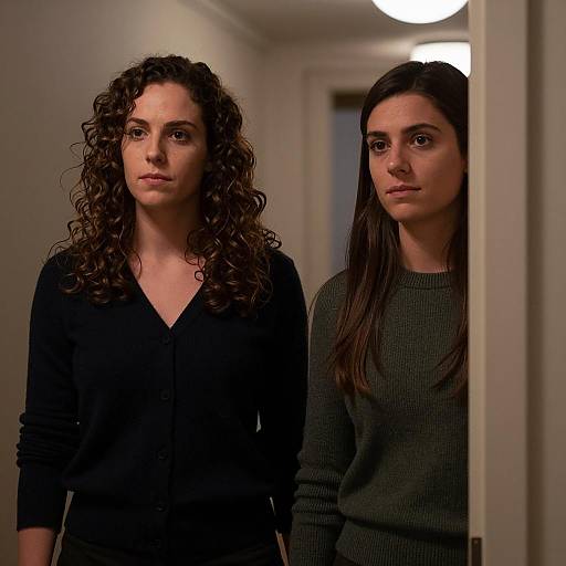 Women in a Dimly Lit Hallway