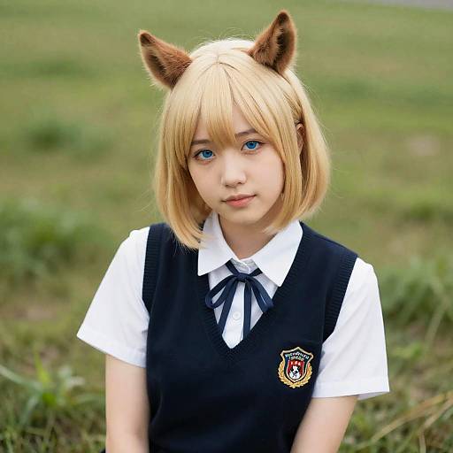 Photoreal Slovak Schoolgirl with Horse Ears