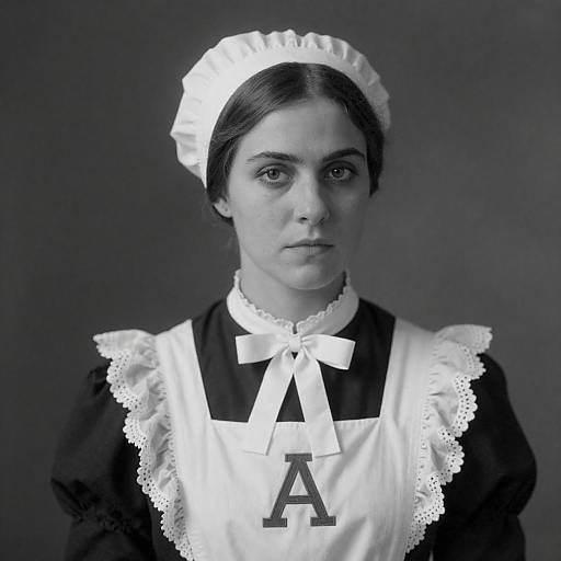 Victorian Maid Portrait in Black and White
