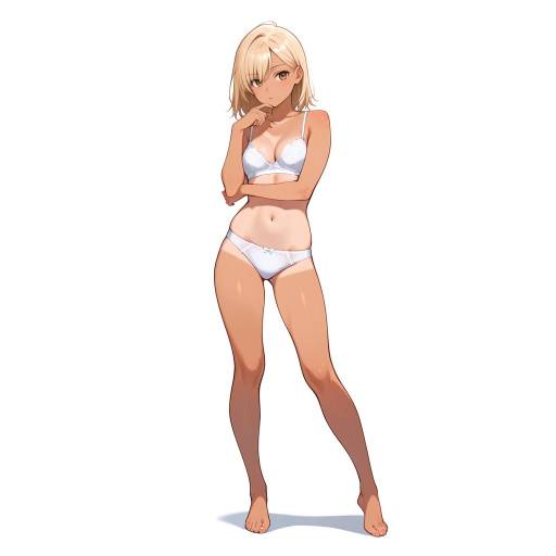 Sun-Tanned Woman in Thoughtful Pose Sun-Tanned Woman in Thoughtful Pose