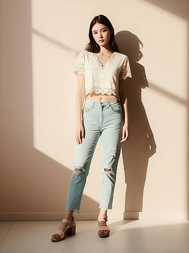 Young Woman in Boho Chic Outfit