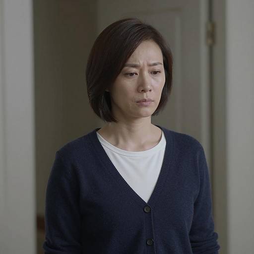 Serious Woman in Dim Doorway