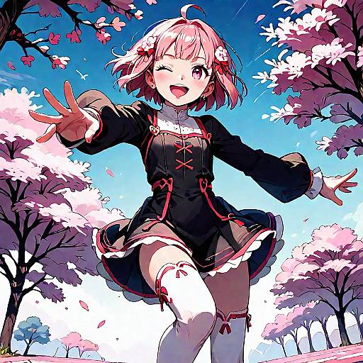 Aesthetic Anime Girl Under Sakura Tree