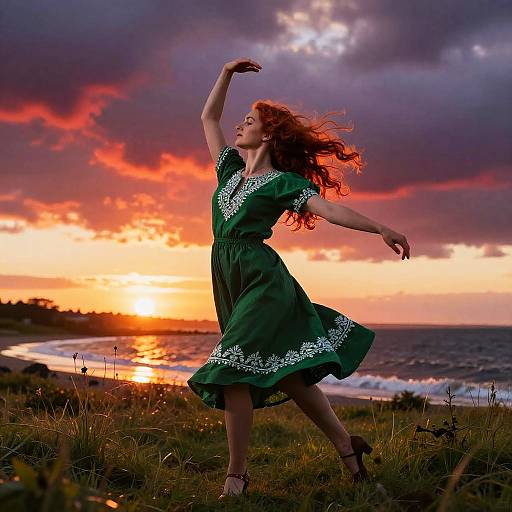 Muscular Irish Dancer in Sunset Meadow