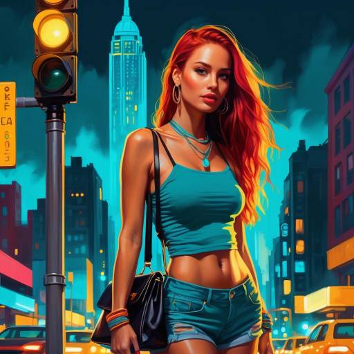 Empowered Woman in Vibrant Urban Nightlife Empowered Woman in Vibrant Urban Nightlife