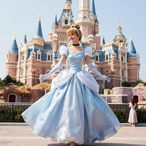 Cinderella in Blue Dress at Castle
