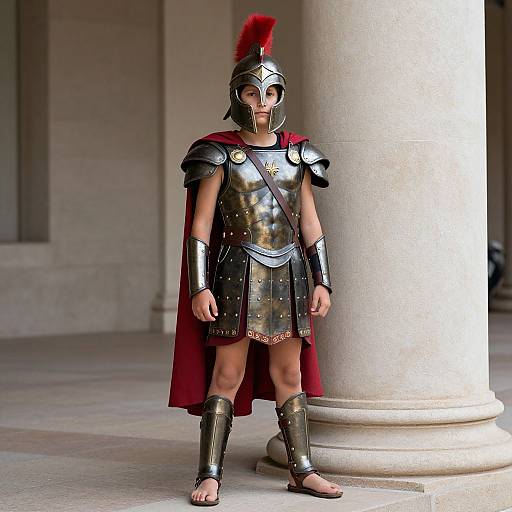 Spartan Warrior Boy Costume Pose