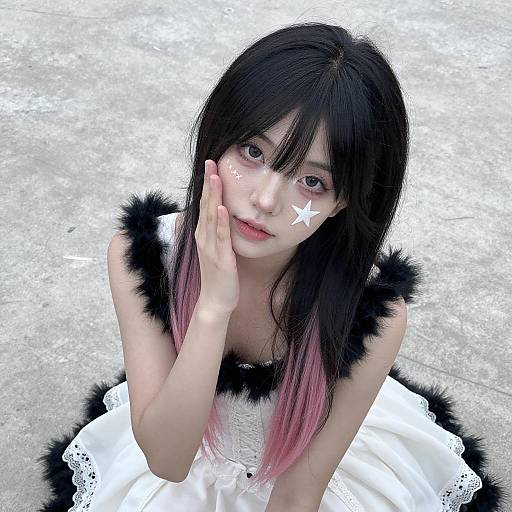 Portrait of Pale Skin Person in White Dress