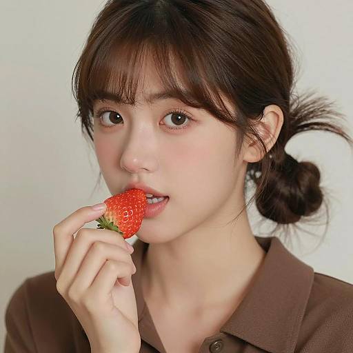 Young Woman Eating Strawberry