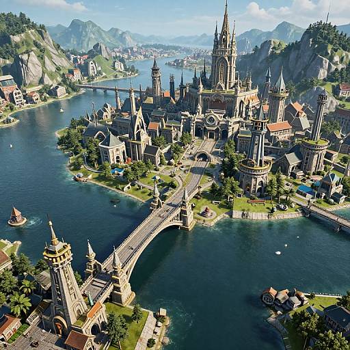 HDRI Aerial Fantasy Cityscape