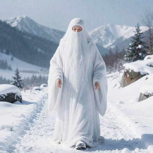 Snow Wraith in Mountainous Winter Landscape