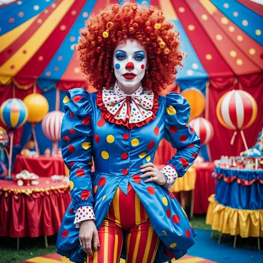 Colorful Female Clown in Circus Tent