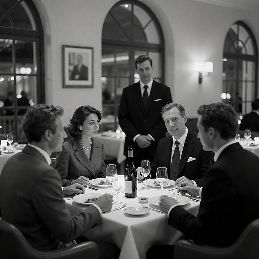 Formal Black-and-White Restaurant Group Portrait