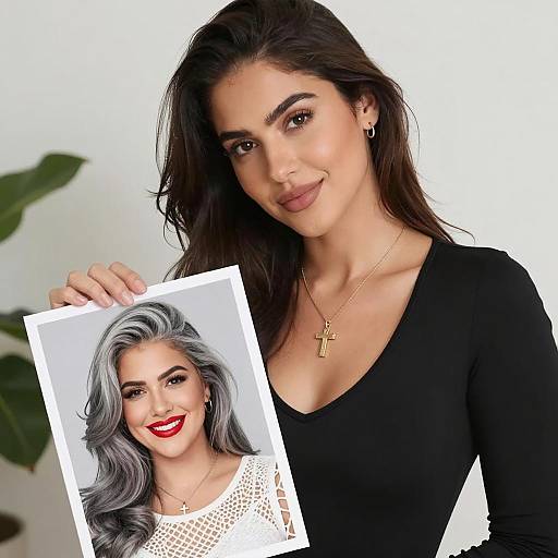 Contemplative Woman Holding a Photo