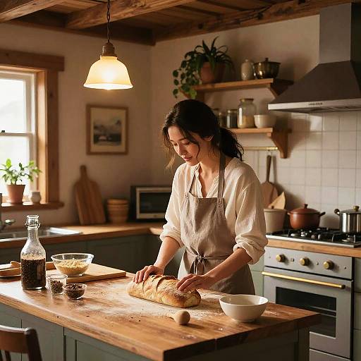 Cozy Rustic Cabin Baking Scene