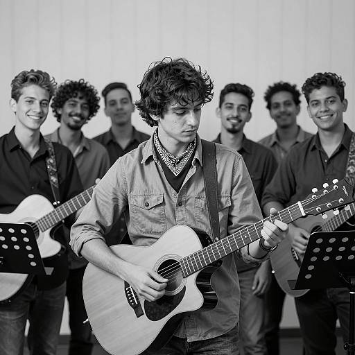 Acoustic Jam Session in Monochrome