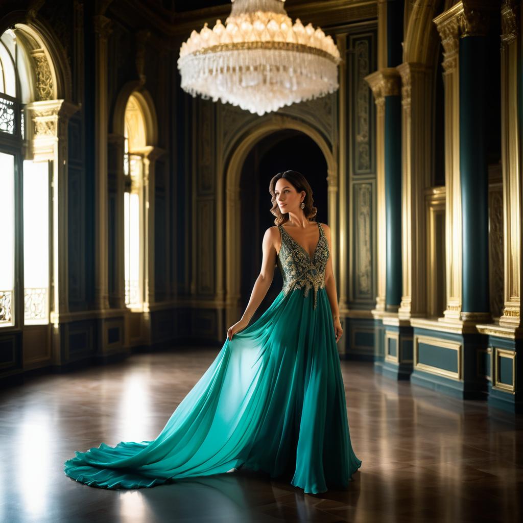 Elegant Woman in Chiffon Dress Portrait