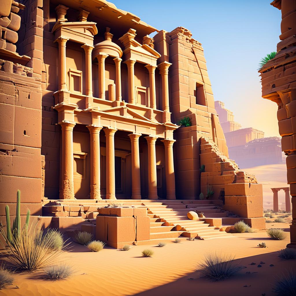 Desert Ruins: Raytraced Art Inspired by Kinkade