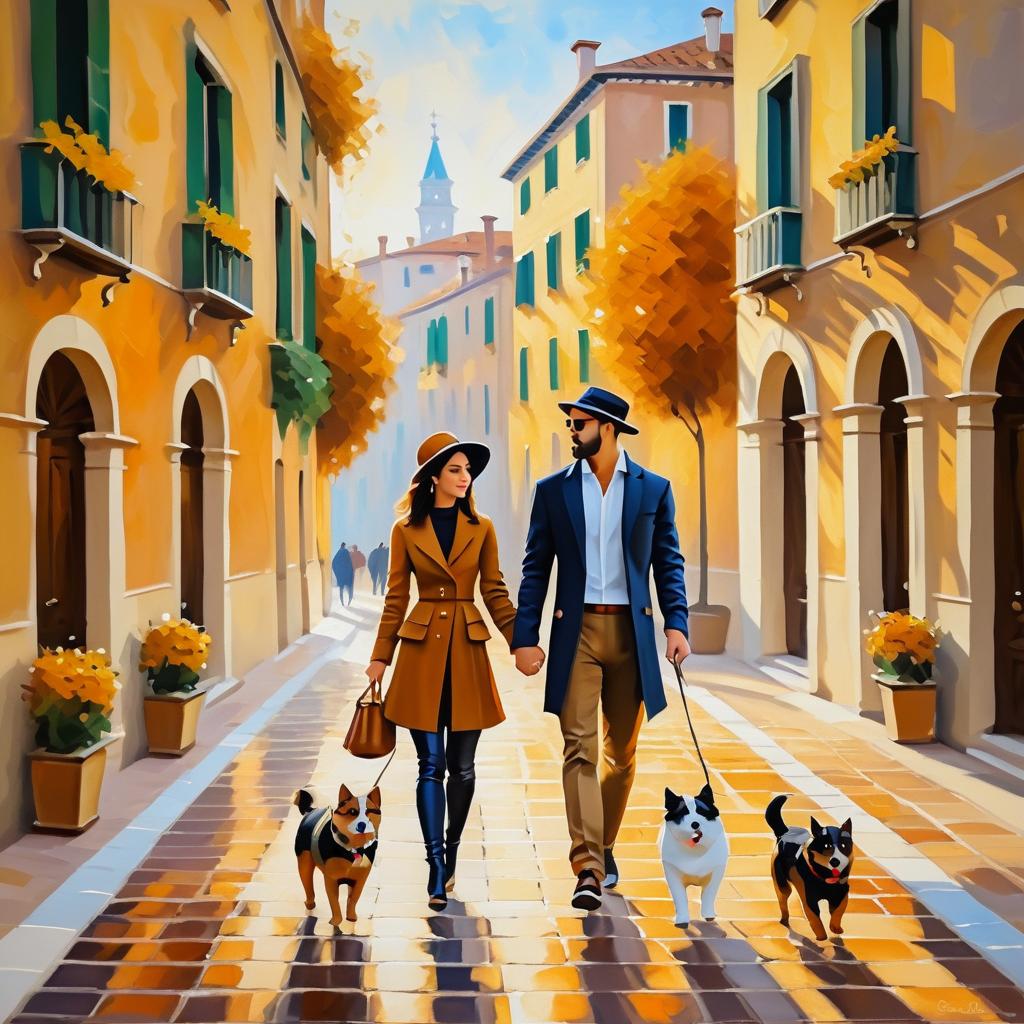 Charming Couple in Autumn Venice Scene