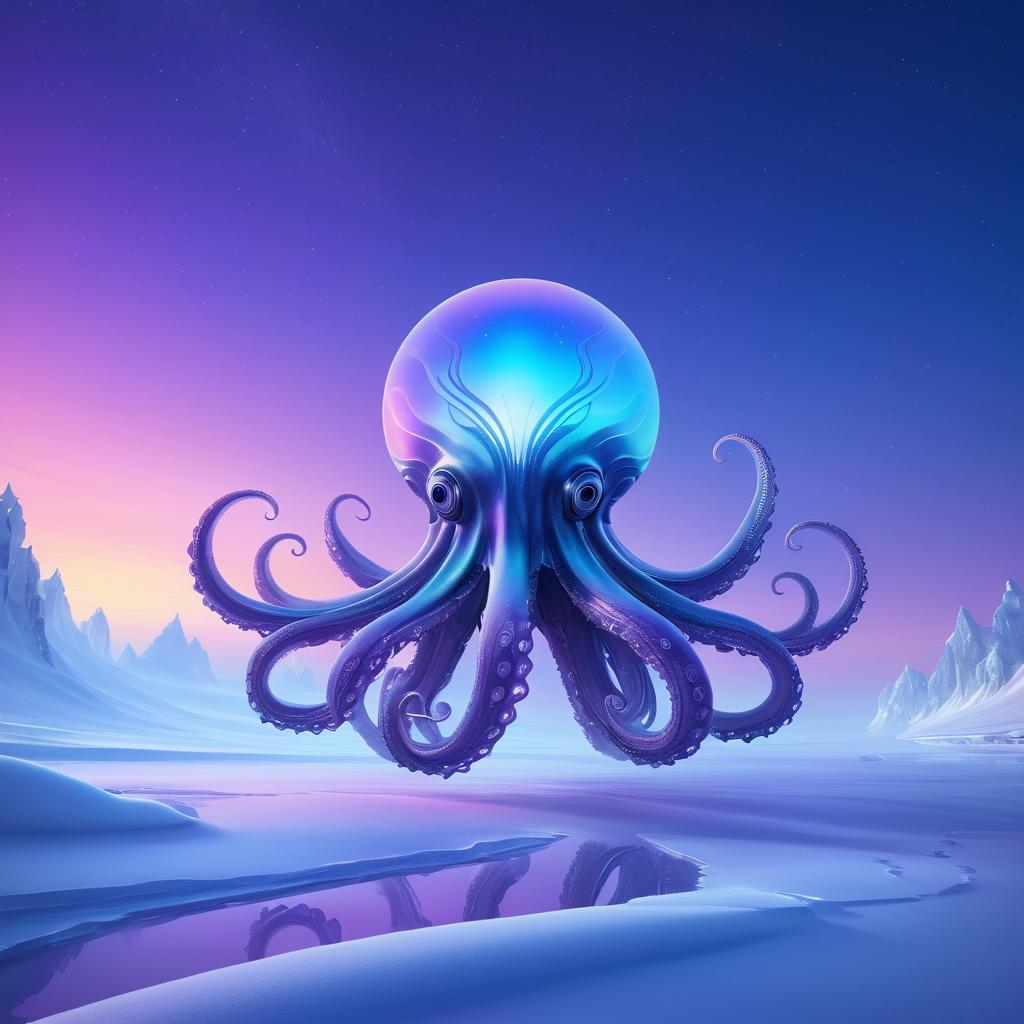 Iridescent Alien Octopus in Twilight