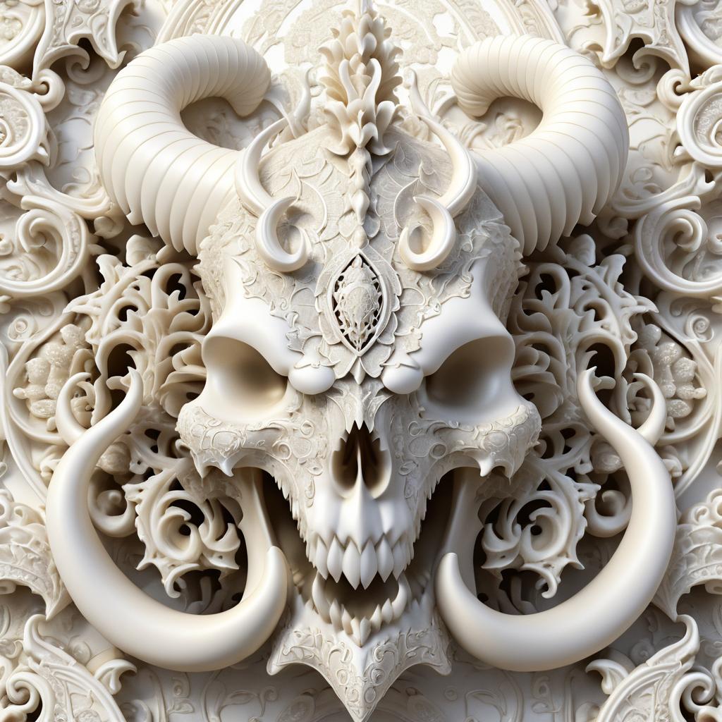 Intricate Rococo Dragon Skull Design