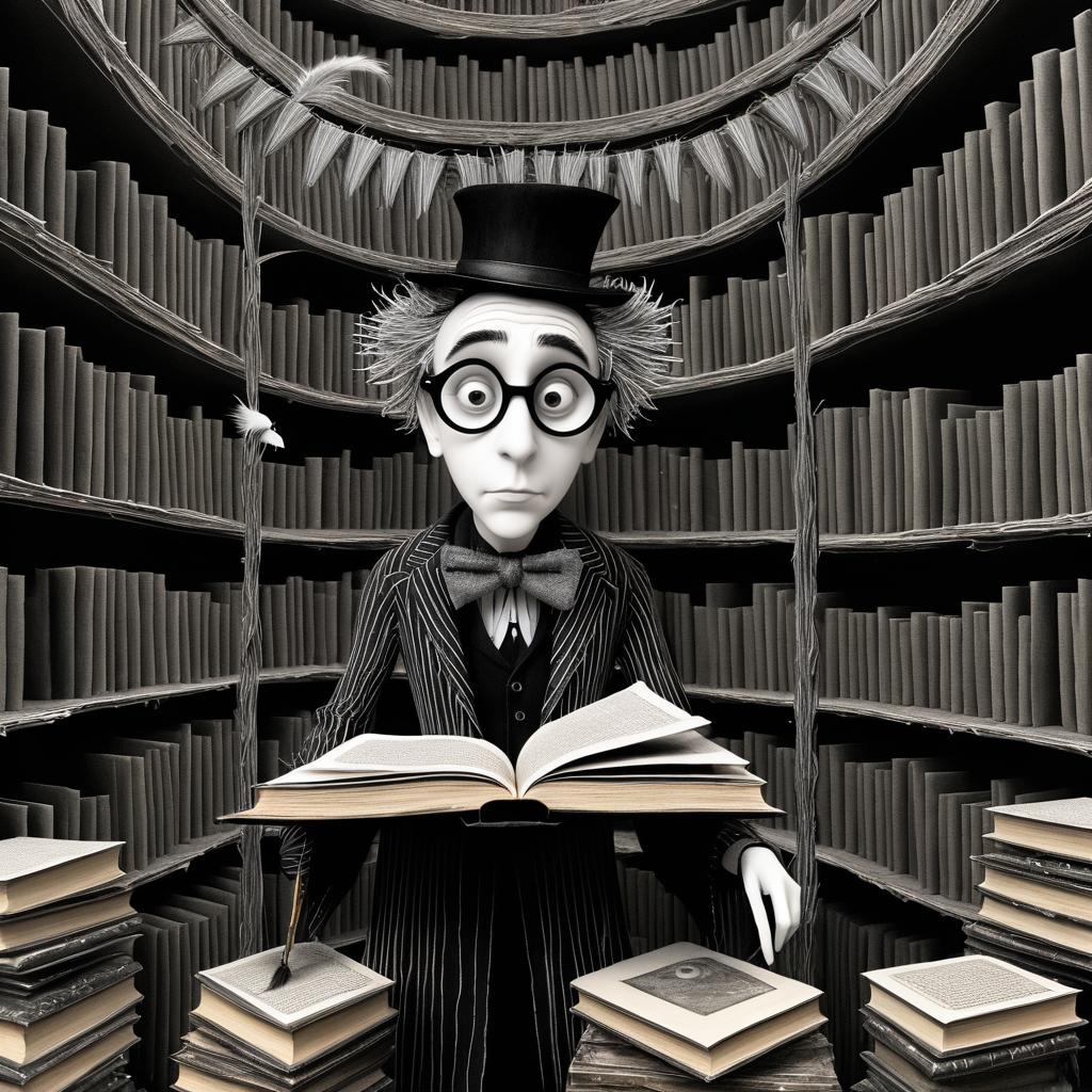 Eccentric Librarian in Whimsical Theater