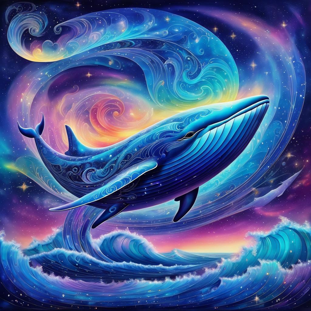 Celestial Whale in a Surreal Cosmic Sea