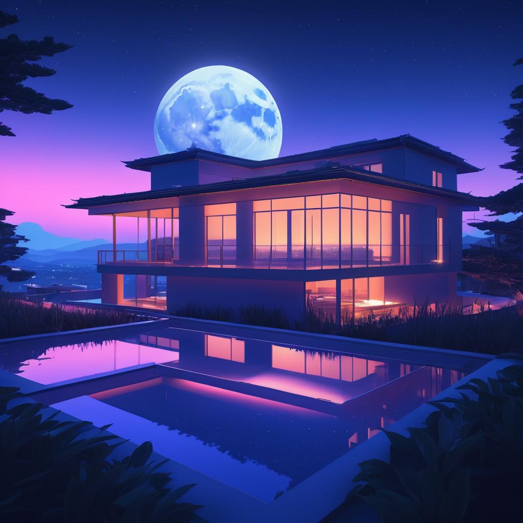 Dreamy Full Moon in Intricate Environment