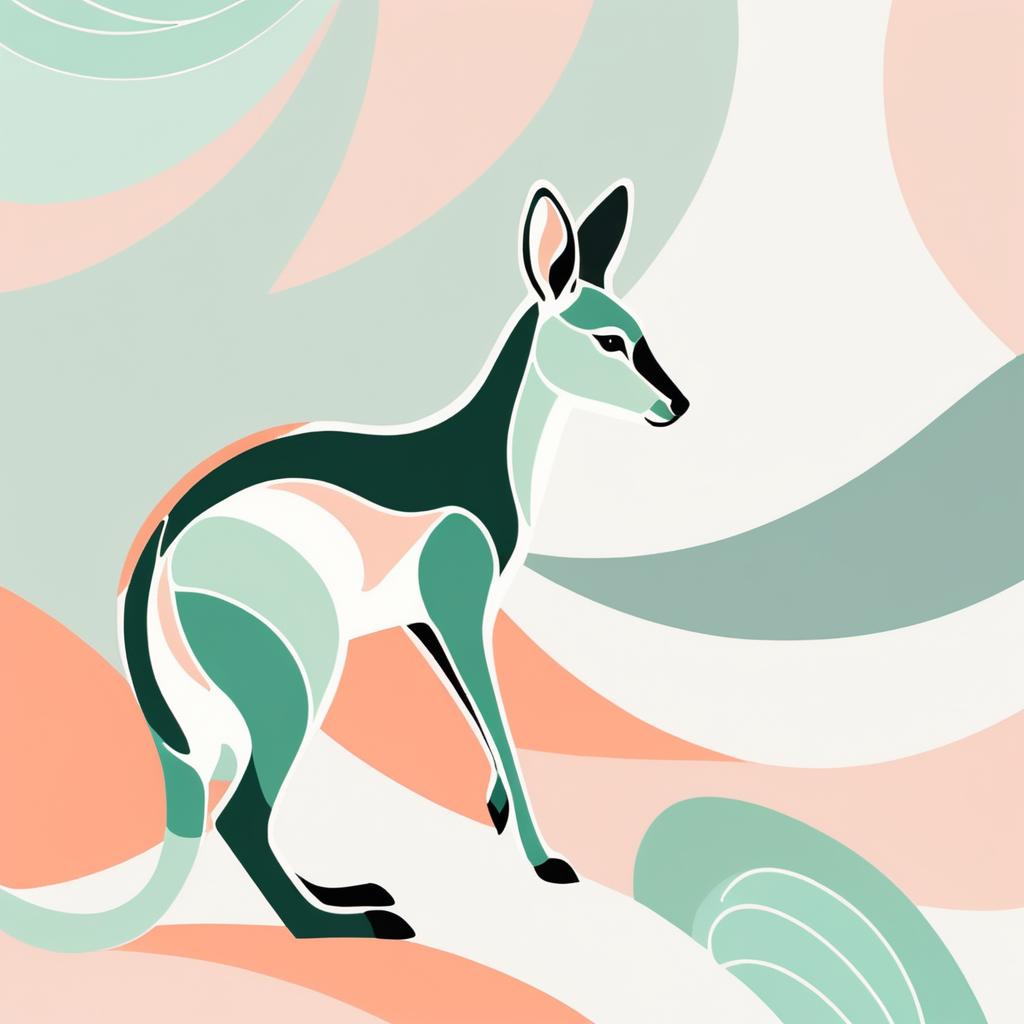 Kangaroo Illustration in Matisse Style