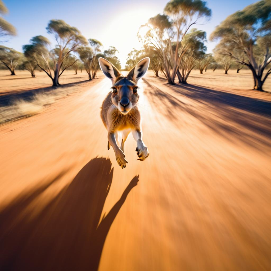 Dynamic GoPro Shot of Kangaroo in Outback