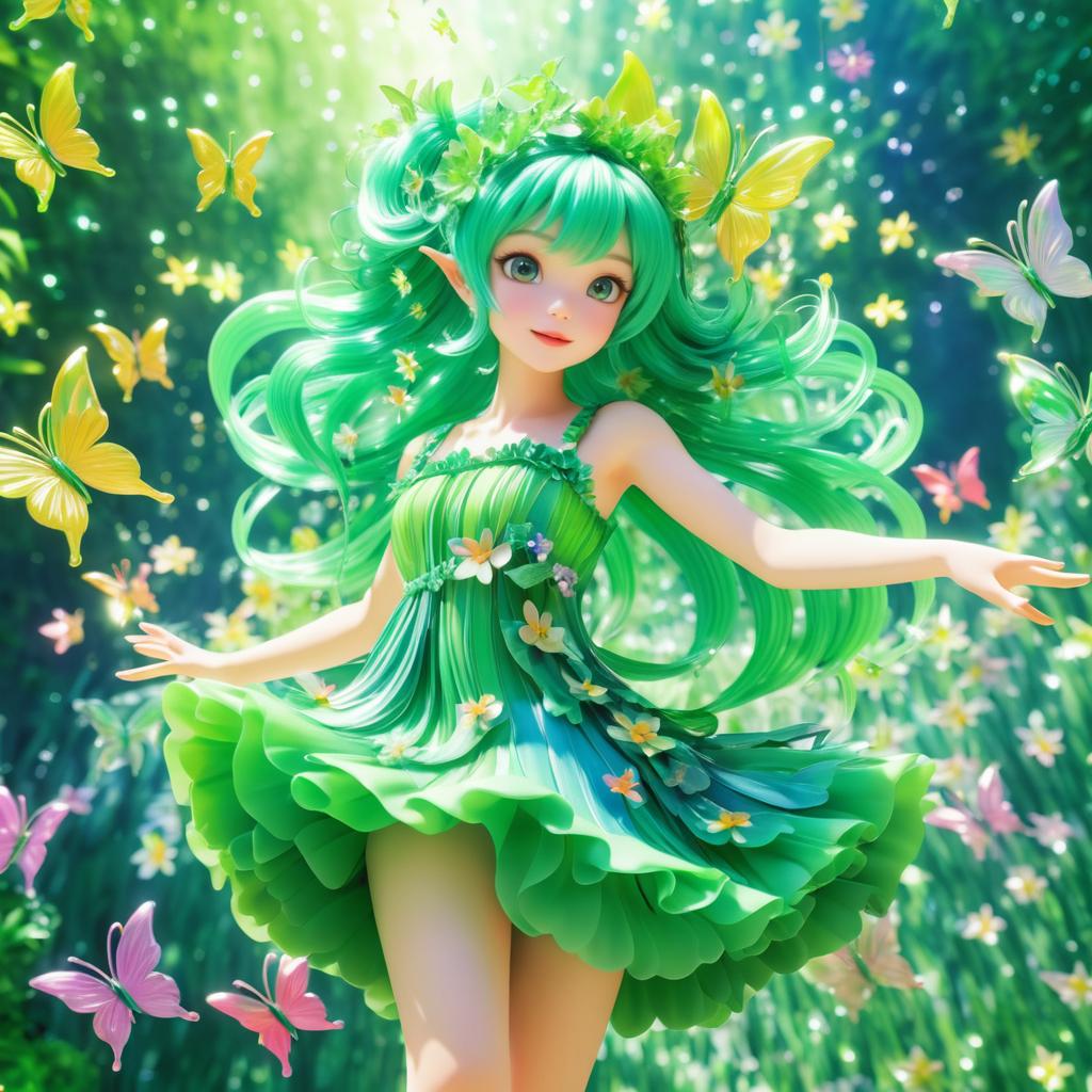 Whimsical Anime Fairy in Vibrant Colors