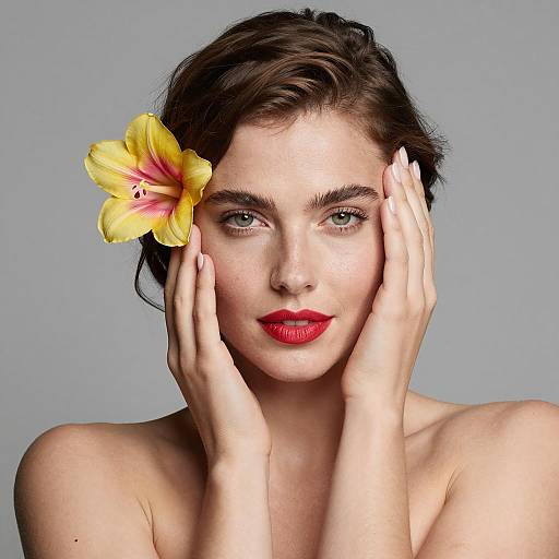 Portrait of Woman with Flower in Hair