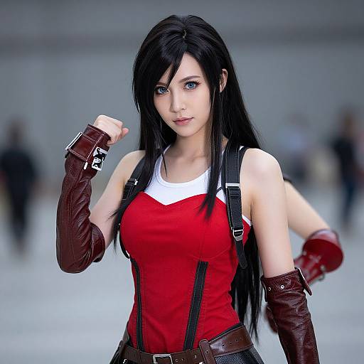Tifa Cosplay in Red Corset