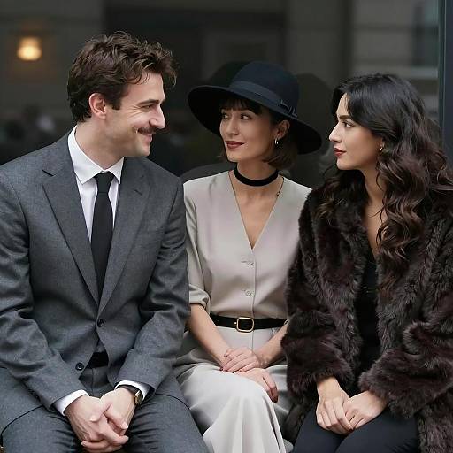 Elegant Trio in a Reflective Setting