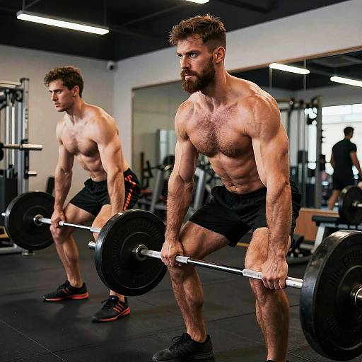 Hairy Athletes Lifting Weights