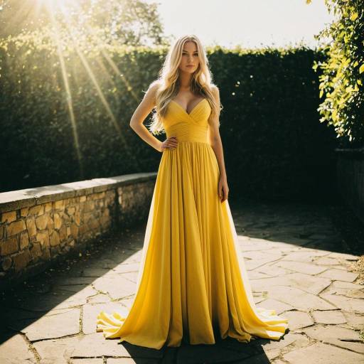 Stunning Blonde in Yellow Party Gown