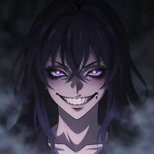 Sinister Anime Woman with Evil Smile