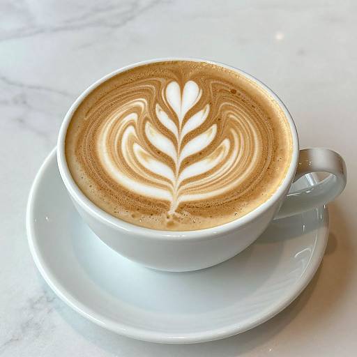 Top View Latte Art in White Cup