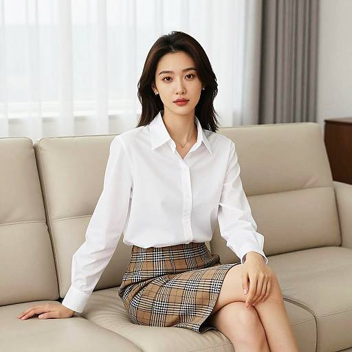 Graceful Woman in Minimalist Room