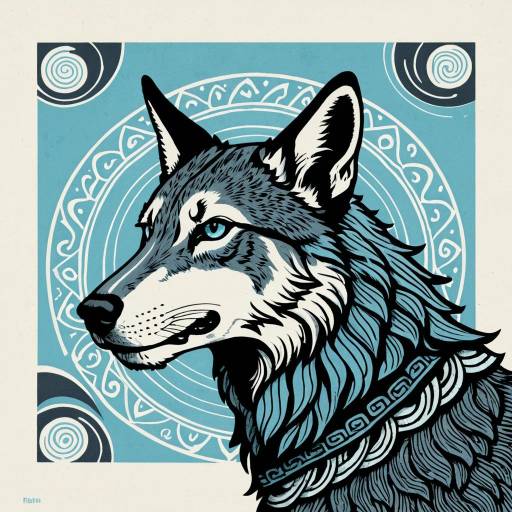 Norse Fenrir Doodle Art Print