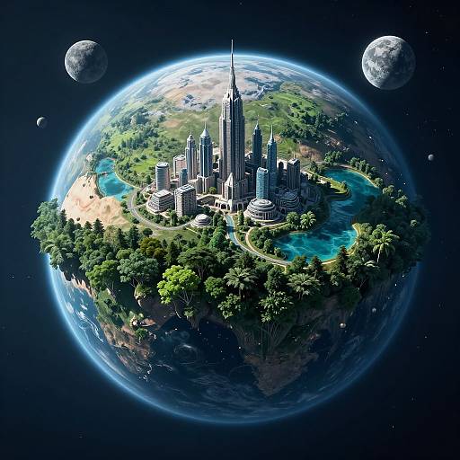 Futuristic AI Terraformed Planet Design