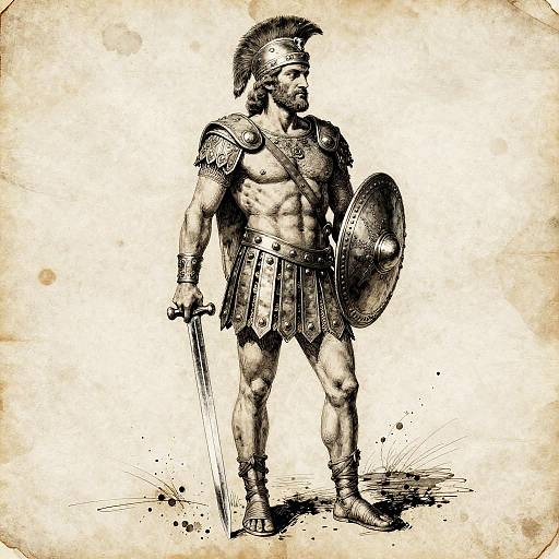 Ajax of Troy Renaissance Ink Study