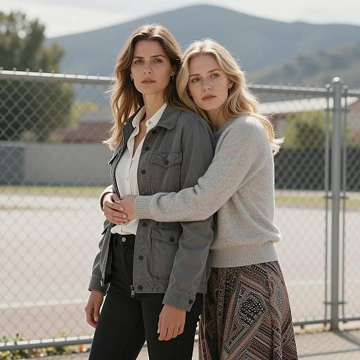 Emotional Connection Between Two Women Outdoors