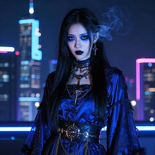 Futuristic Blue Goth Figure